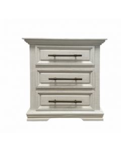 FROSTED WHITE COLISEO NIGHTSTAND WITH GOLD HARDWARE