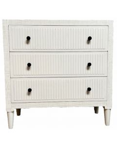 FROSTED WHITE SIDE TABLE W/3 DRAWERS