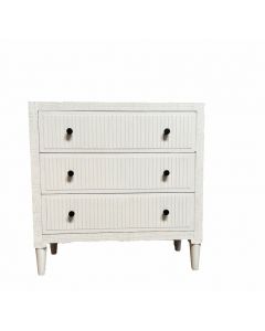FROSTED WHITE SIDE TABLE W/3 DRAWERS