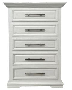 FROSTED WHITE COLISEO CHEST WITH GOLD HARDWARE 