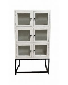 FROSTED WHITE 6 DOOR CABINET W/IRON