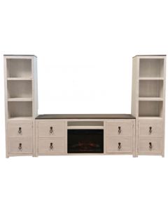 FROSTED WHITE/ANTIQUE BRONZE 3 PC ENTERTAINMENT CENTER