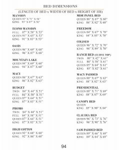 BED DIMENSIONS