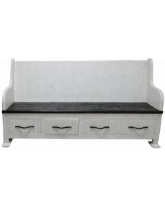 6' FROSTED WHITE BENCH W/4 DRAWERS