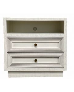 FROSTED WHITE SIDE TABLE W/2 DRAWERS