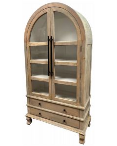 NATURAL DRIFT ROUND TOP ACCENT CABINET WITH 2 DOORS & 2 DRAWERS