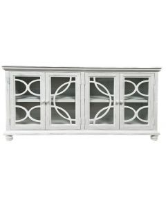 NUERSO WHITE CONSOLE W/4 DOORS W/DOUBLE ARCH