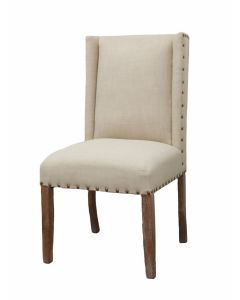 LINEN BACK & SEAT WINGED CHAIR