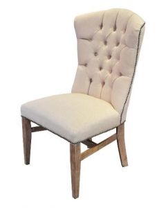 BANKS CHAIR - LINEN WITH CABERNET LEGS