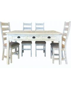 6' JOANNA TABLE w/ JOANNA PADDED CHAIRS - WHITE