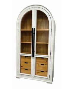 2 DOOR 6 DRAWER CURVE CABINET WHITE W/ NATURAL INSIDE 