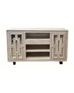 TV/FP CONSOLE W/MIRROR DOORS